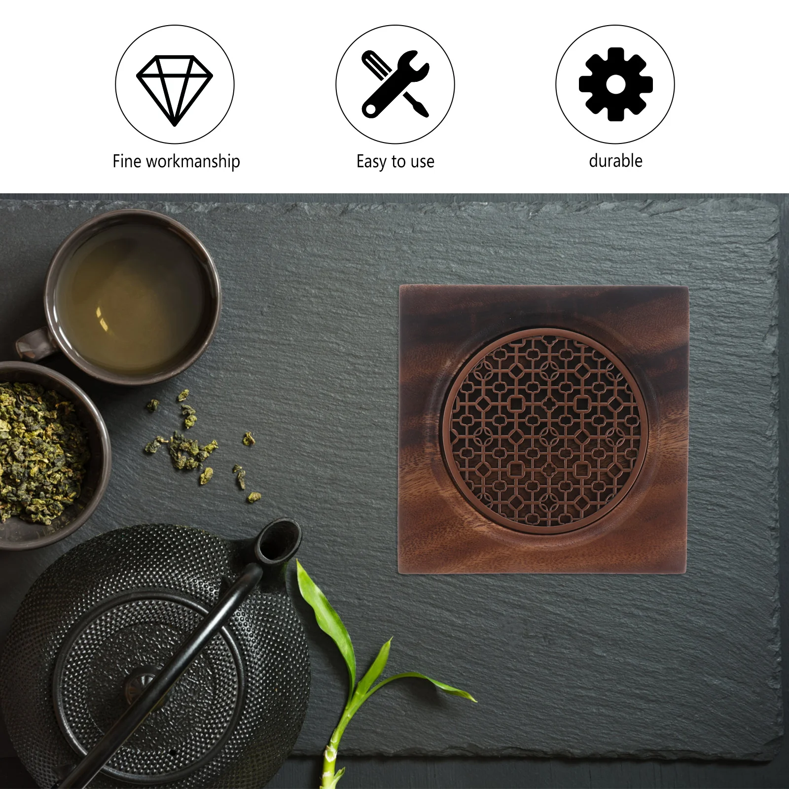 

Premium Wooden Tea Pot Tray Heat Resistant Coaster Household Cup Mat For Home Hotel Bar Teacup Holder Storage Tray Retro
