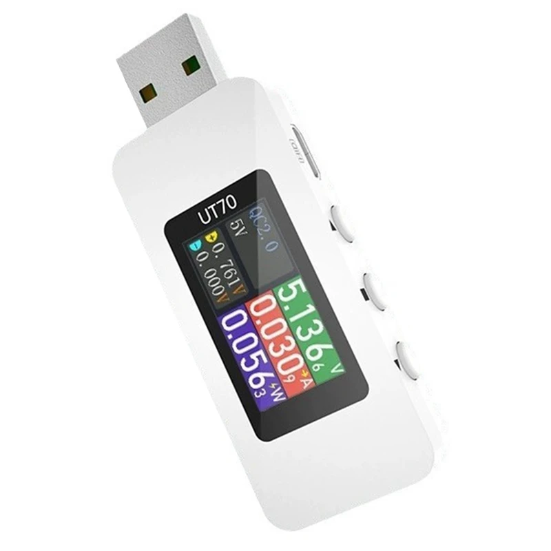 UT70 USB تستر الفولتميتر الرقمي مقياس التيار الكهربائي قياس القدرة الموجي عرض كهربائي TYPE-C كشف الزناد