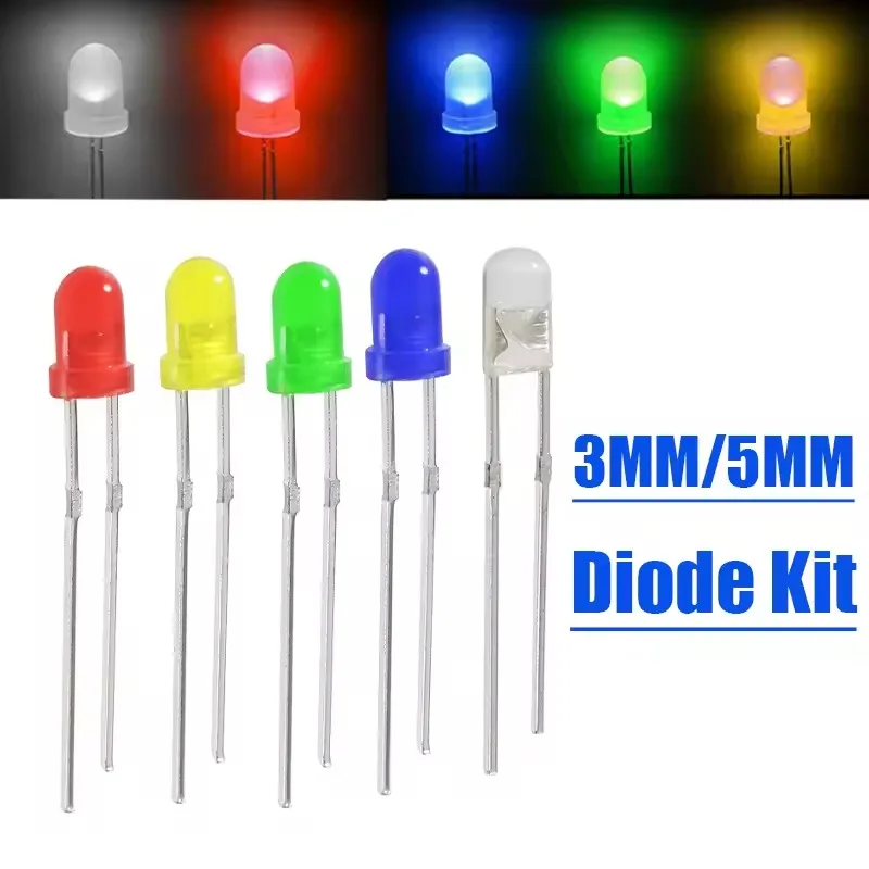 50PCS 100PCS 5MM 3MM Round LED Transparent LED 5mm Ultra Bright 20pcs of each color led 3mm 5mm led red led green led blue led