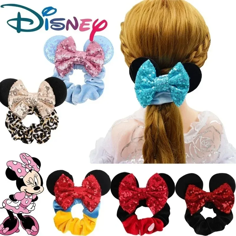 European and American Children Hair Bands Mickey Ear Flannel Large Intestine Sequined Bow Christmas Party Headdress Accessories