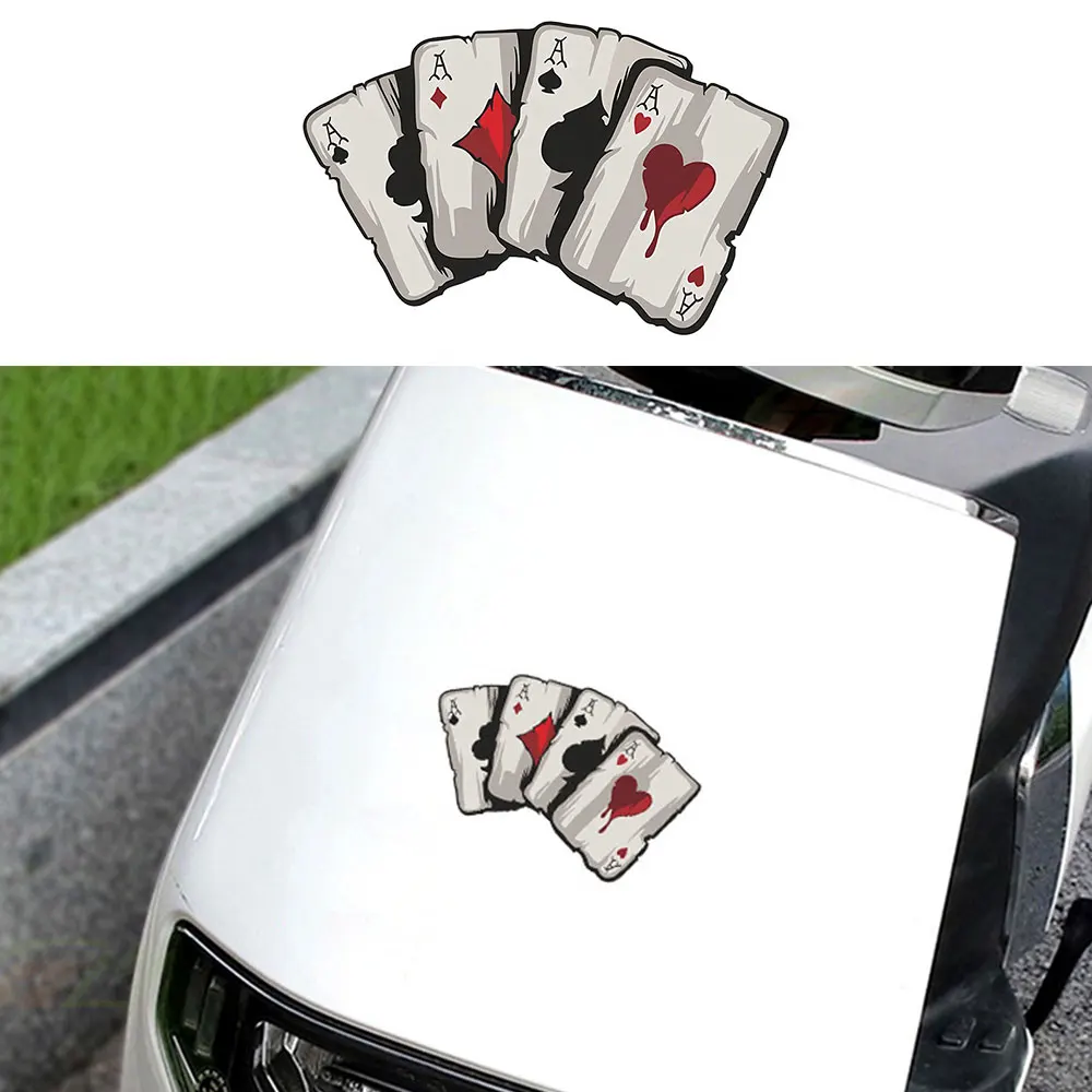 Poker Spades A Pattern Motorcycle Auto Sticker Helmet Fuel Tank Cafe Racer Body Car Windows Funny Decoration Playing Card Decals