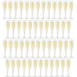 25/50Pcs Clear Champagne Flutes 5oz Plastic Glitter Champagne Flutes Reusable Stemmed Party Wine Cups Crystal Wine Cocktail Cups