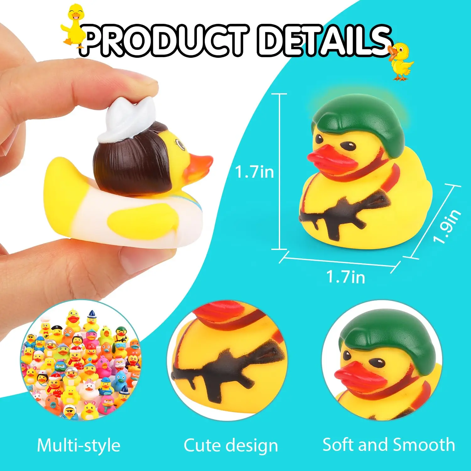 100 Stück Gummienten, zufälliges Sortiment, Jeep-Enten in großen Mengen, Mini-Gummi-Enten für Spielzeug, Pool-Spielzeug, Geburtstagsgeschenke, Partygeschenke