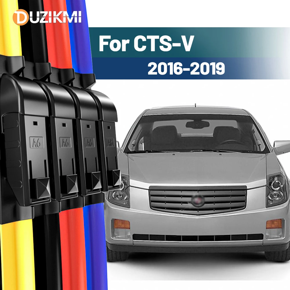 

For Cadillac CTS CTS-V 2003-2019 2011 2012 2013 2014 2015 2016 2017 2018 2pcs Front Windshield Windscreen Wiper Blades Red Blue