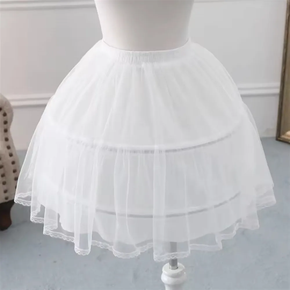 

Girls Crinoline Petticoat with hoop Under skirt Short White Underskirt A-line Ball Gown Petticoats Bridal Wedding Petticoat