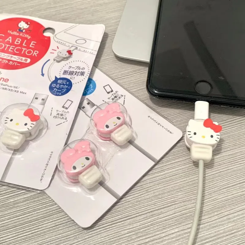 Kawaii HelloKitty Bite Cable Protector Cartoon My Melody Cinnamoroll Usb Cable Protector for Iphone Ipad Anti Fracture Girl Gift