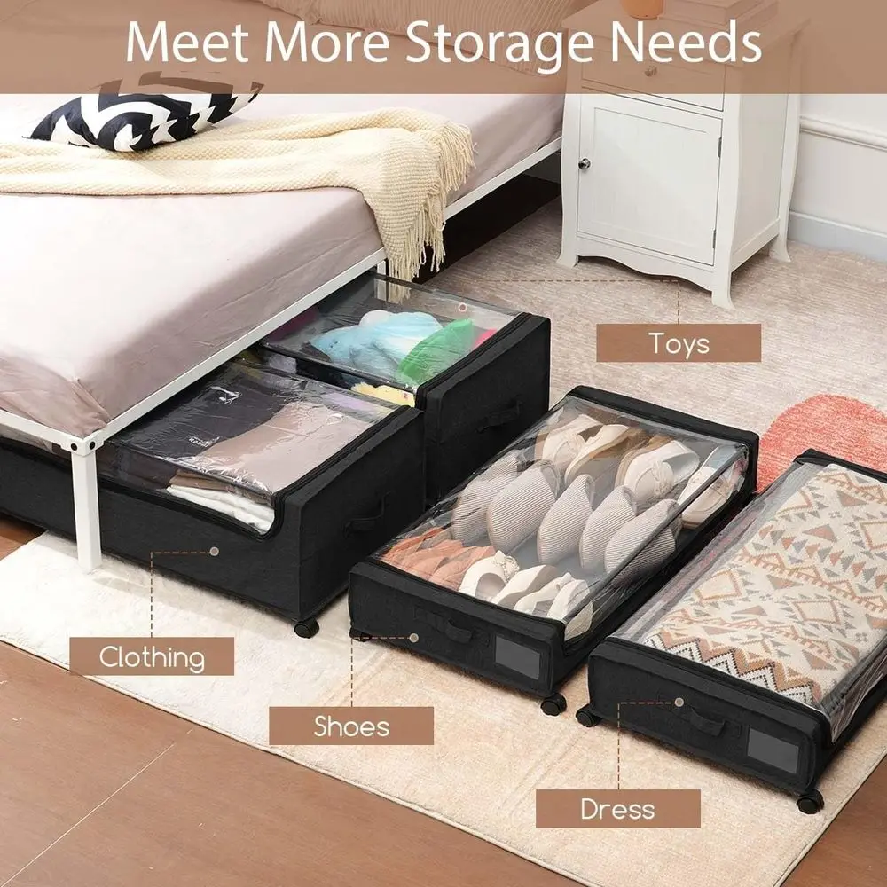 Extra große abschließbare rollende Aufbewahrungsschubladen für unter dem Bett, strapazierfähig, 90 l Fassungsvermögen