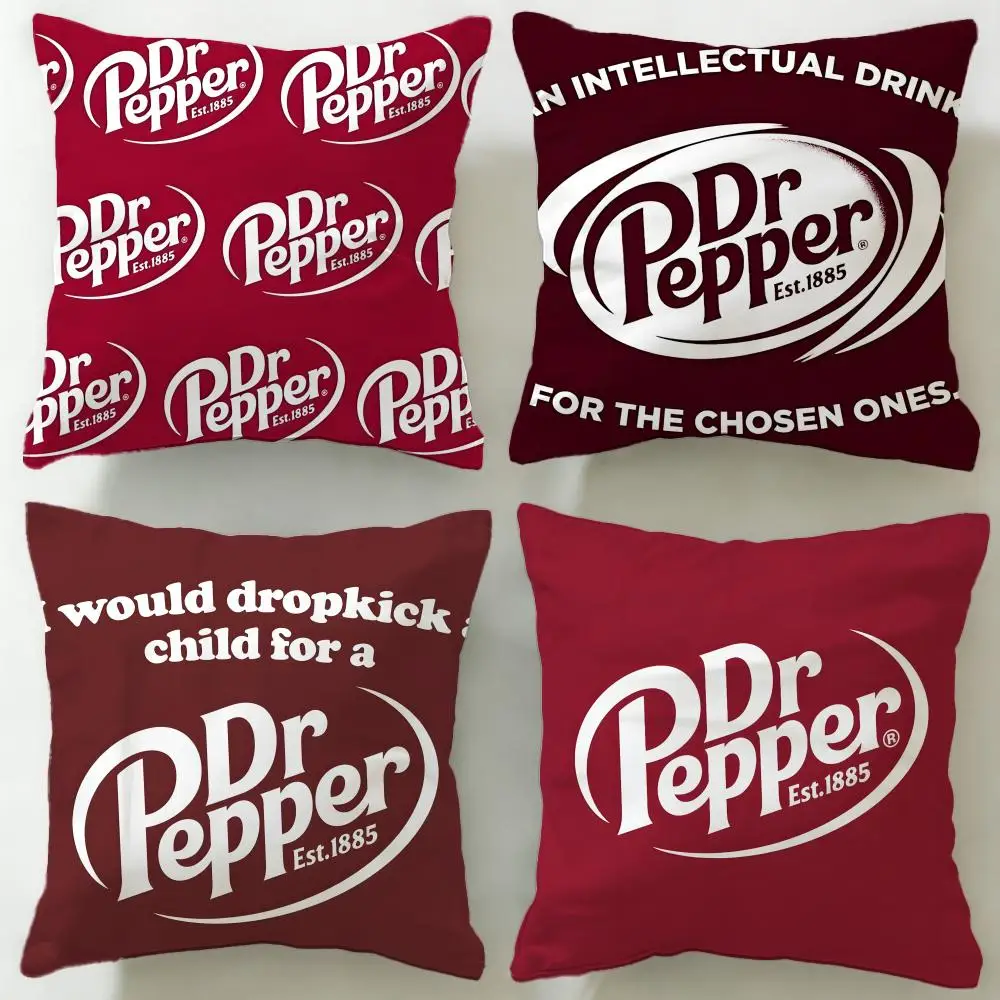 Classic Beverage Brand Dr Pepper Cushion Cover Soft & Easy-Wash Pillow Case – Versatile for Couch, Bed, Travel and Office