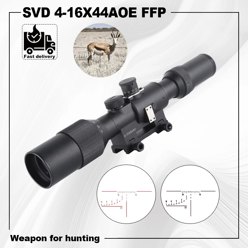 

SVD 4-16X44AOE FFP Dragunov Sniper Airsoft Rifle Red Illuminated Scope For Hunting Tactical Optics Sights Shooting AK Rifle Ak47