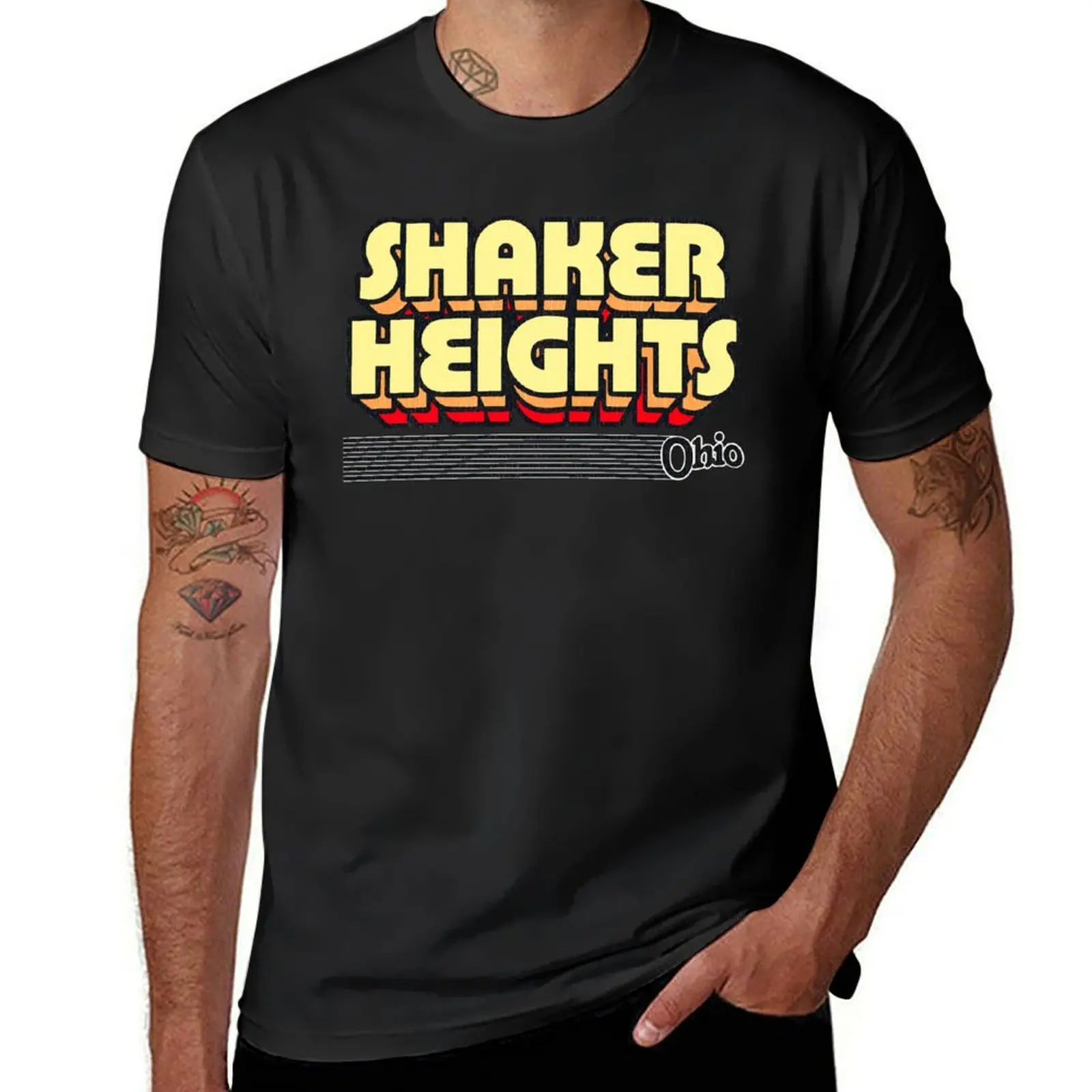 Shaker Heights, Ohio | Retro Stripes T-Shirt plus sizes customs design your own T-shirt men