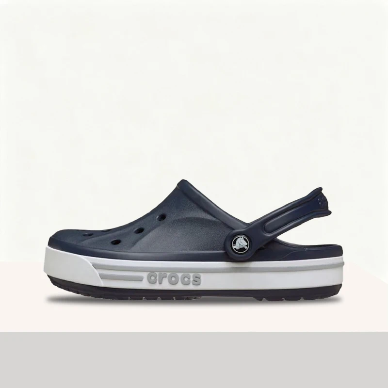 Crocs Bayaband, zuecos de color azul marino, diseño retro, versátiles, duraderos, ligeros, suaves, flexibles, de uso informal, tipo «slip-on», unisex, modelo 212333-41S.