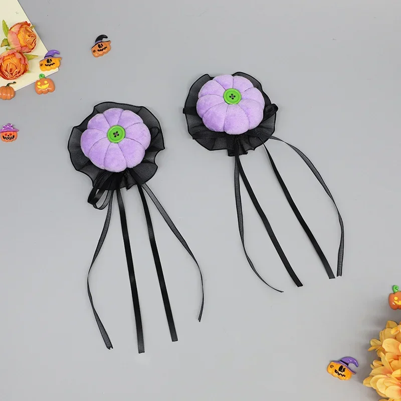 Nuova zucca di Halloween carino Lolita Cosplay fermagli per capelli donna copricapo per adulti arancione viola un paio di copricapo oggetti di scena per feste di carnevale