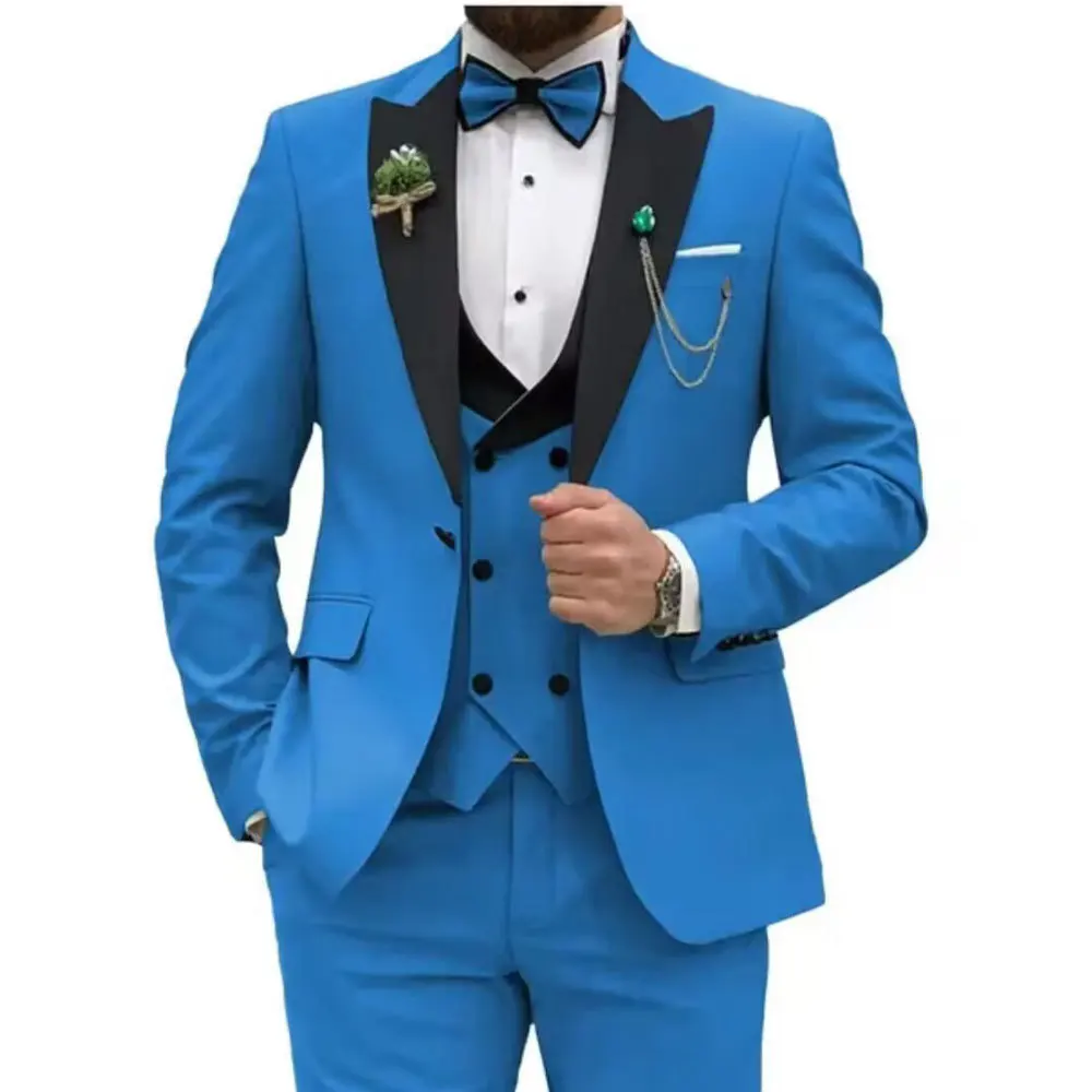 Men's Three-piece Suit Set Groom Wedding Banquet Plus Size Slim Fit Blazer For Men Multicolor