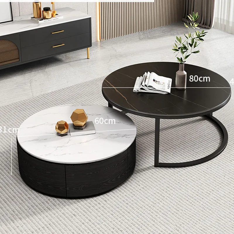 White Coffee Table Living Room Nesting Smart Desk Round Flower Table Sofa Side Vanity Meuble Salon Bedroom Furniture XF35XP