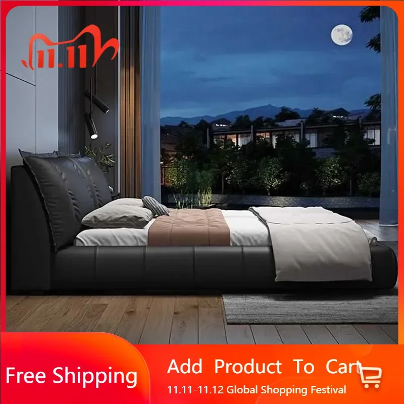 

Double High End Double Bed Waterproof Leather Multifunctional Twin Bed Frame Platform Sleeping Designer Muebles Salon Furniture