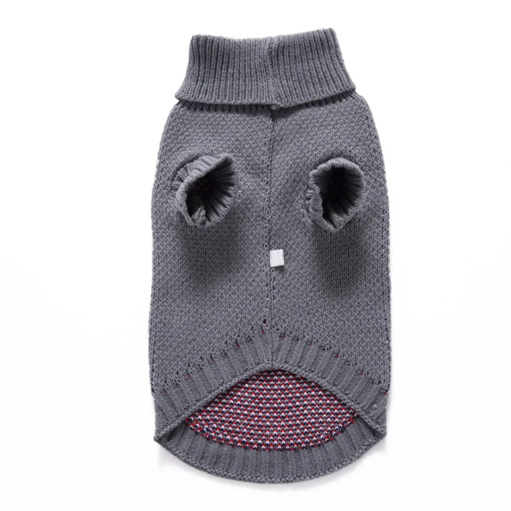 

Dog Sweater Turtleneck Thick Warm Christmas Pet Sweater Knitted Puppy Clothes Winter Fashion Party Costume Grey Size L