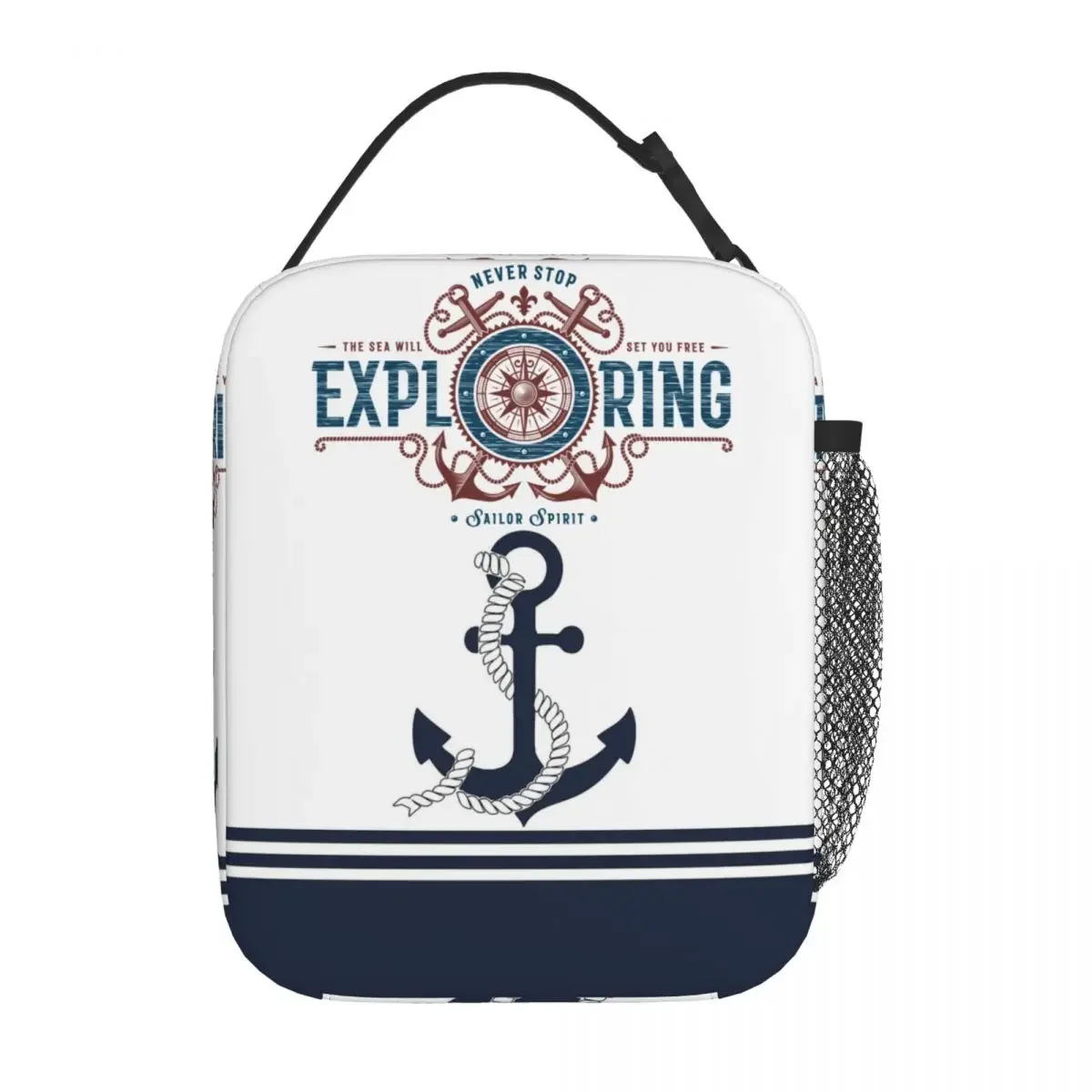 Marine Sailor Sea Exploring Anchor Thermal Insulated Lunch Bags Compass Blue Anchors Lunch Boxes Thermal Cooler Food Container