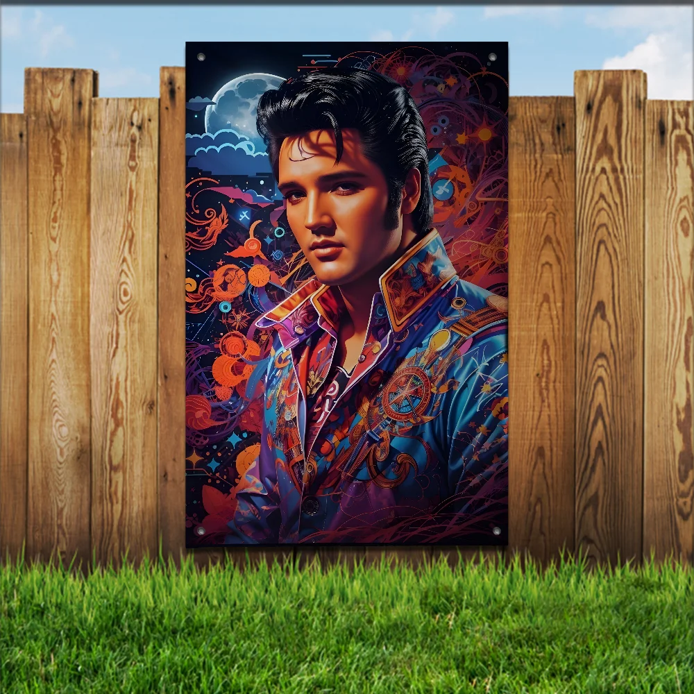 Singer E-Elvis Music Flag For Garden Flags Party Living Room Home Balcony Wall Decor Banner Bedroom Tapestry Outdoor