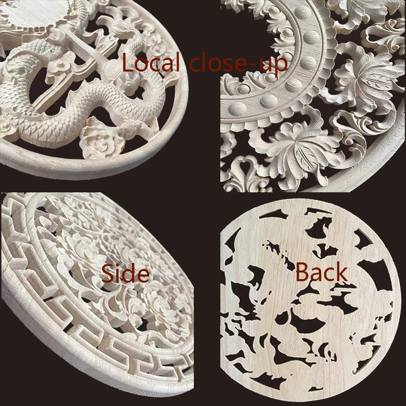 Carved Wooden Applique Capitals Furniture Onlays Home Decoration Bedroom Decal for Main Door Wood Figurines for Decor Floral