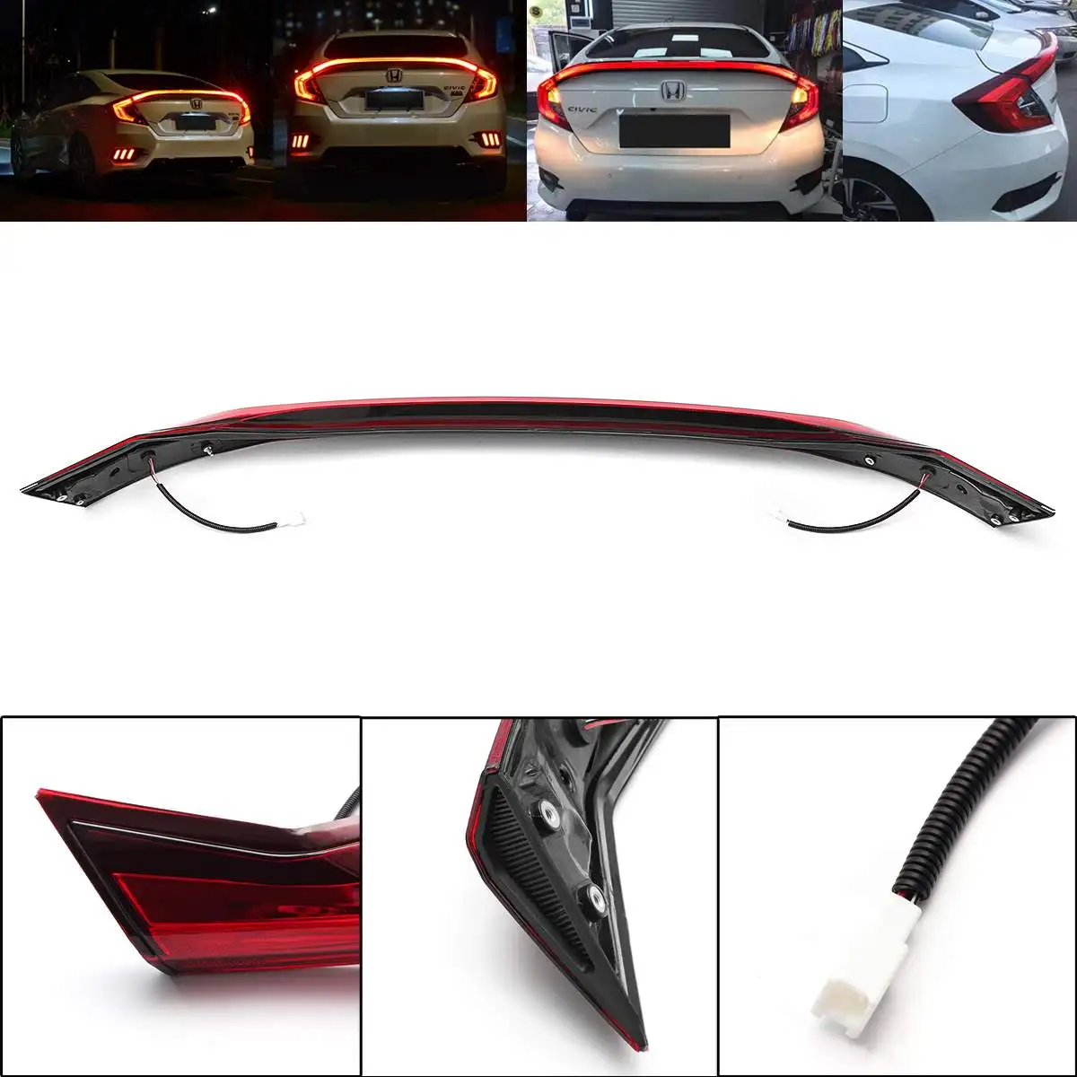 

Honda Civic LED Spoiler Lights With Rear Brake Lamp Tail Brake Stop Light Rear Trunk Spoiler Lip Wing For Honda Civic 2016-2017