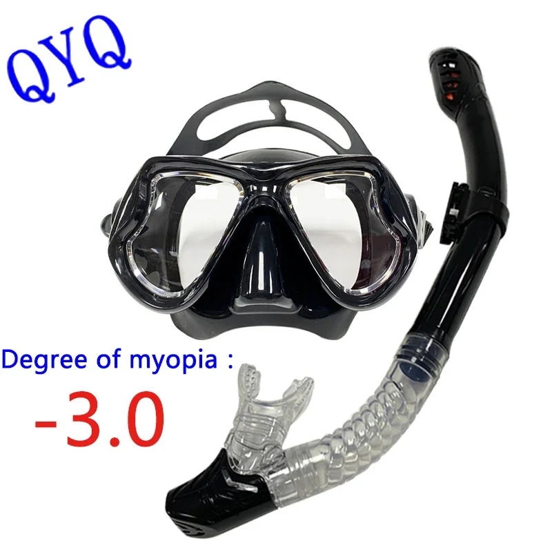 QYQ Snorkeling Mask Optical Myopia Diving Glasses Adult Universal Power Lens Diving Mask