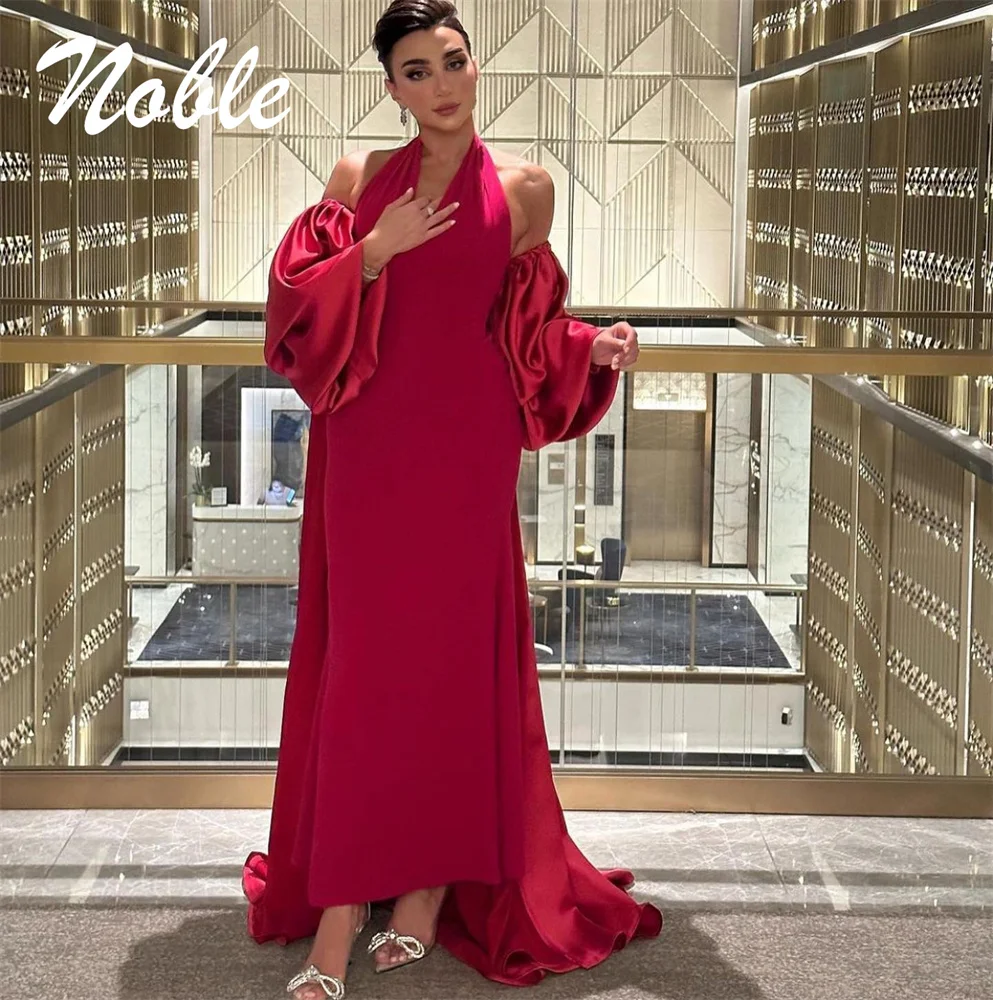 

Noble Halter Neckline Prom Dress Full Sleeves With Floor Length Evening Elegant Party Dress For Women2023