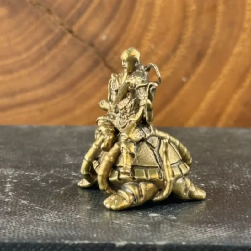 Vintage Copper Mini Zhenwu Emperor Statue - Traditional Xuantian Shangdi Figurine, Oriental Home Desk Decor & Collectible