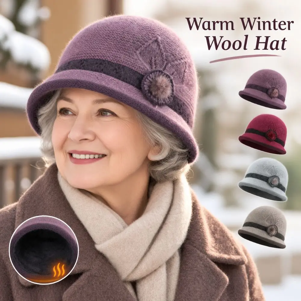 Keep Warm Plus Velvet Women's Knitted Hat Thickened Windproof Mom Warmer Cap Warm Skullies Beanies Outdoor