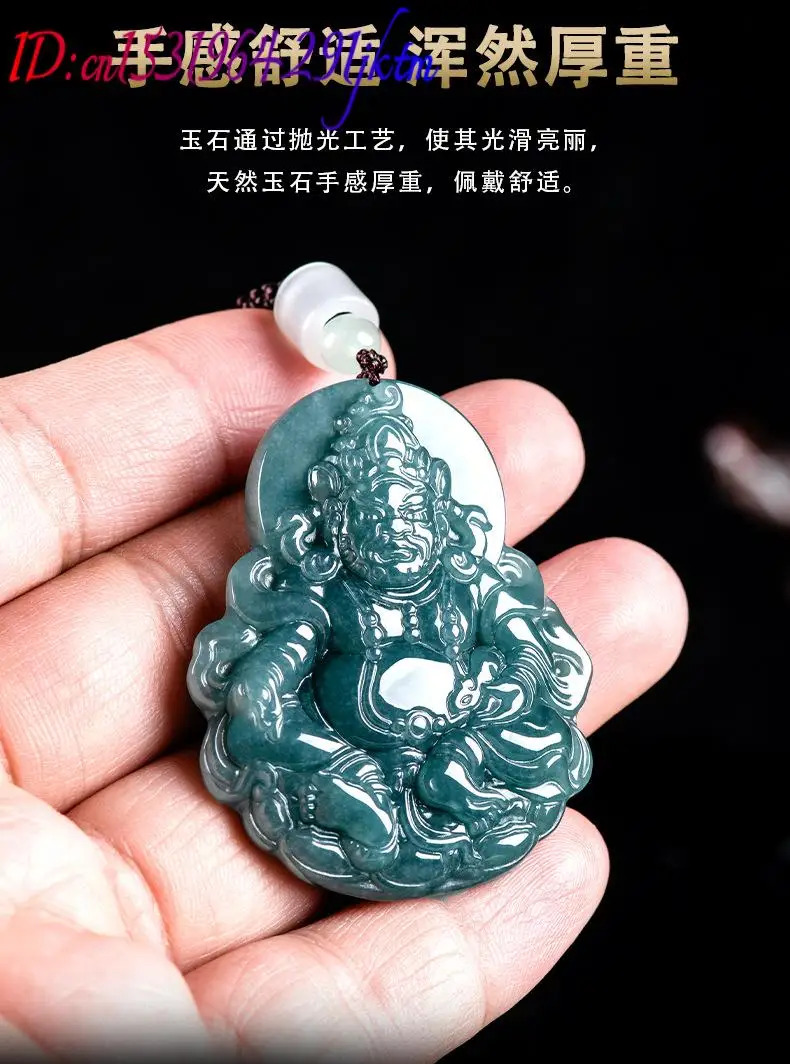 Burmese Jadeite Jambhala Pendant Necklace Luxury Designer Charm Burmese Jade Talismans Natural Gemstone Carved Amulet view 5