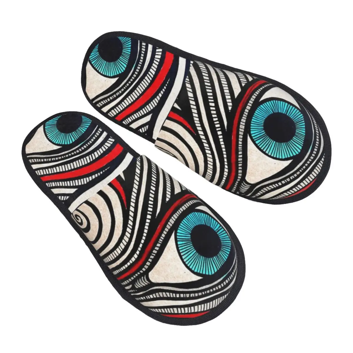 

Custom Eye See You Comfy Scuff With Memory Foam Slippers Women Mystic Evil Eyes Abstract Art Spa House Shoes