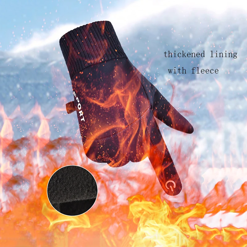 قفازات ركوب الدراجات النارية الشتوية، إصبع مغلق بالكامل، أنيق مضاد للسقوط، حماية رياضية خارجية، قفاز ركوب الدراجات