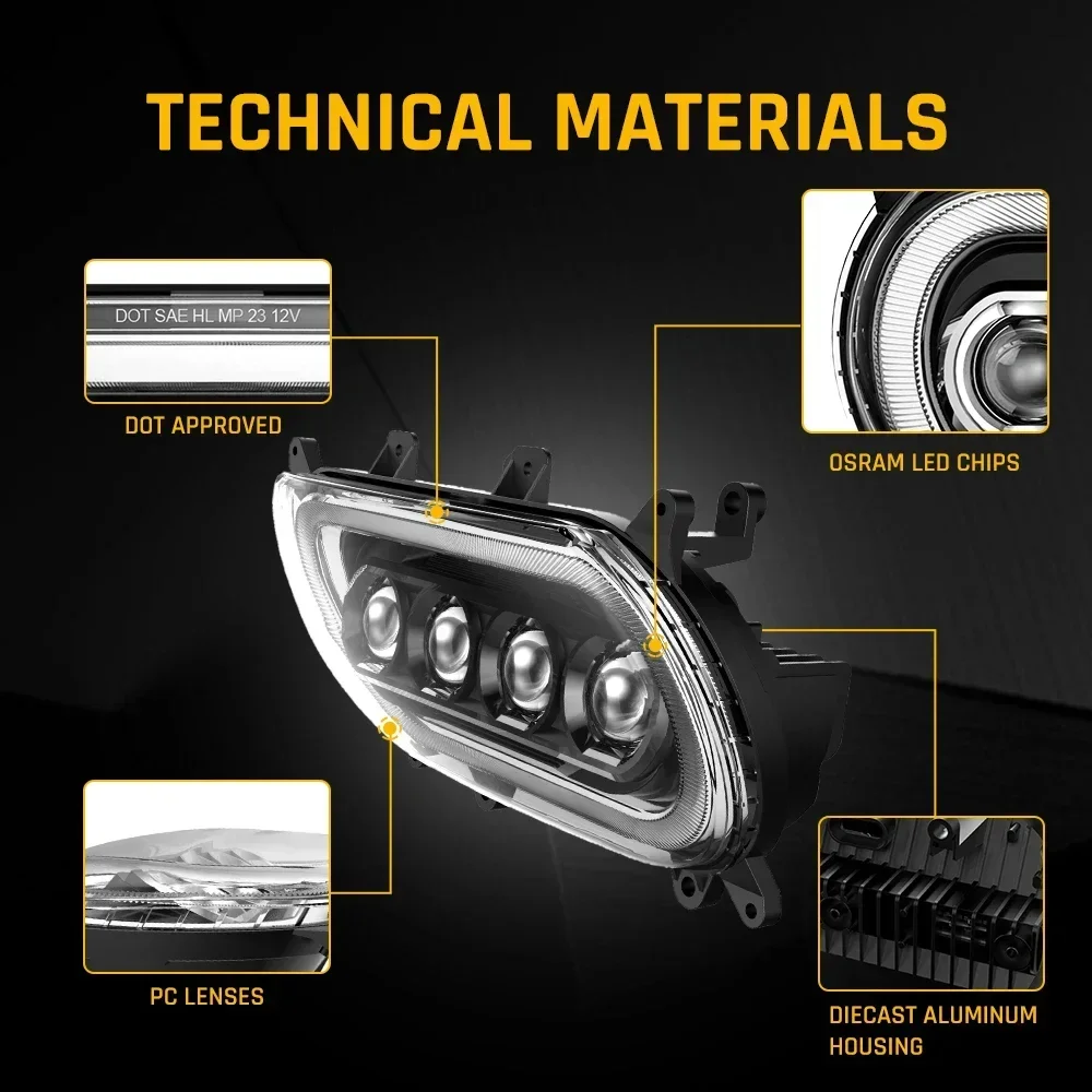 دراجة نارية Led المصابيح الأمامية ل هارلي الطريق الإنزلاق دراجة نارية رئيس مصباح 120 واط عالية شعاع العارض الجمعية #4