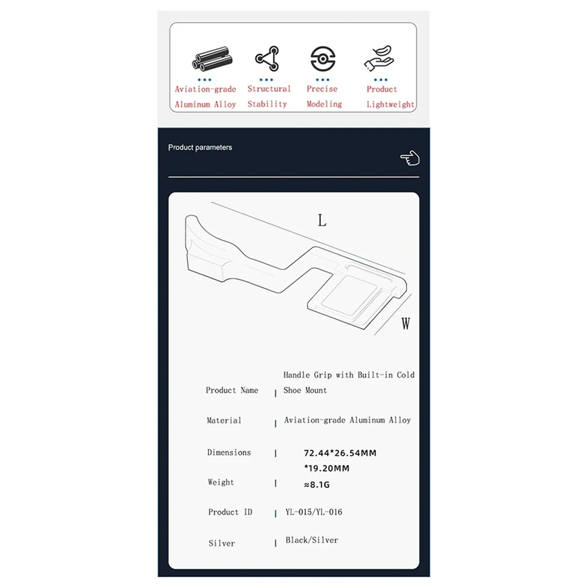 Uitstekend! X-T50 Camera Duimhandgreep met ingebouwde koude schoenbevestiging Beschermt flitsschoen Comfortabele grip voor Fujifilm X-T50 A