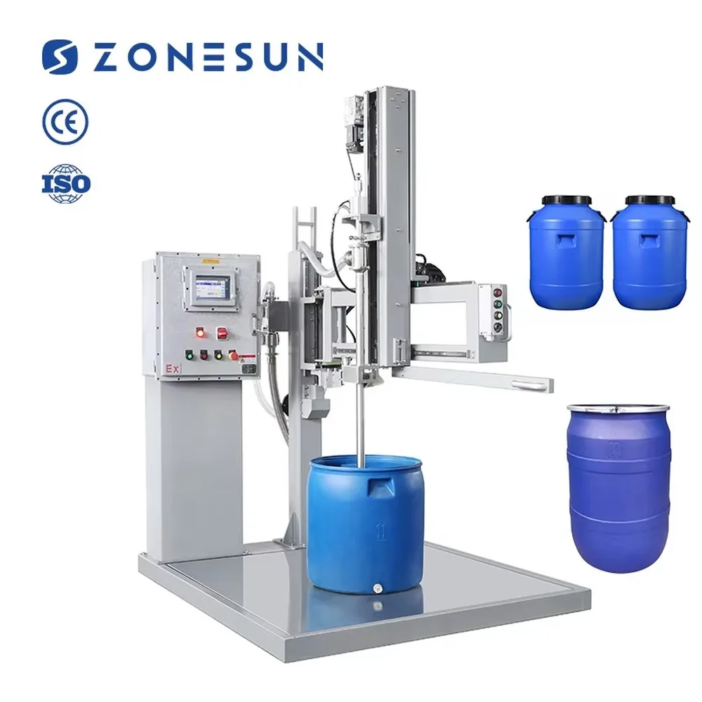 ZONESUN Semi Automatic Explosion Proof Large Flow Liquid Drum Weighing Filling Machine With Feeding Pump