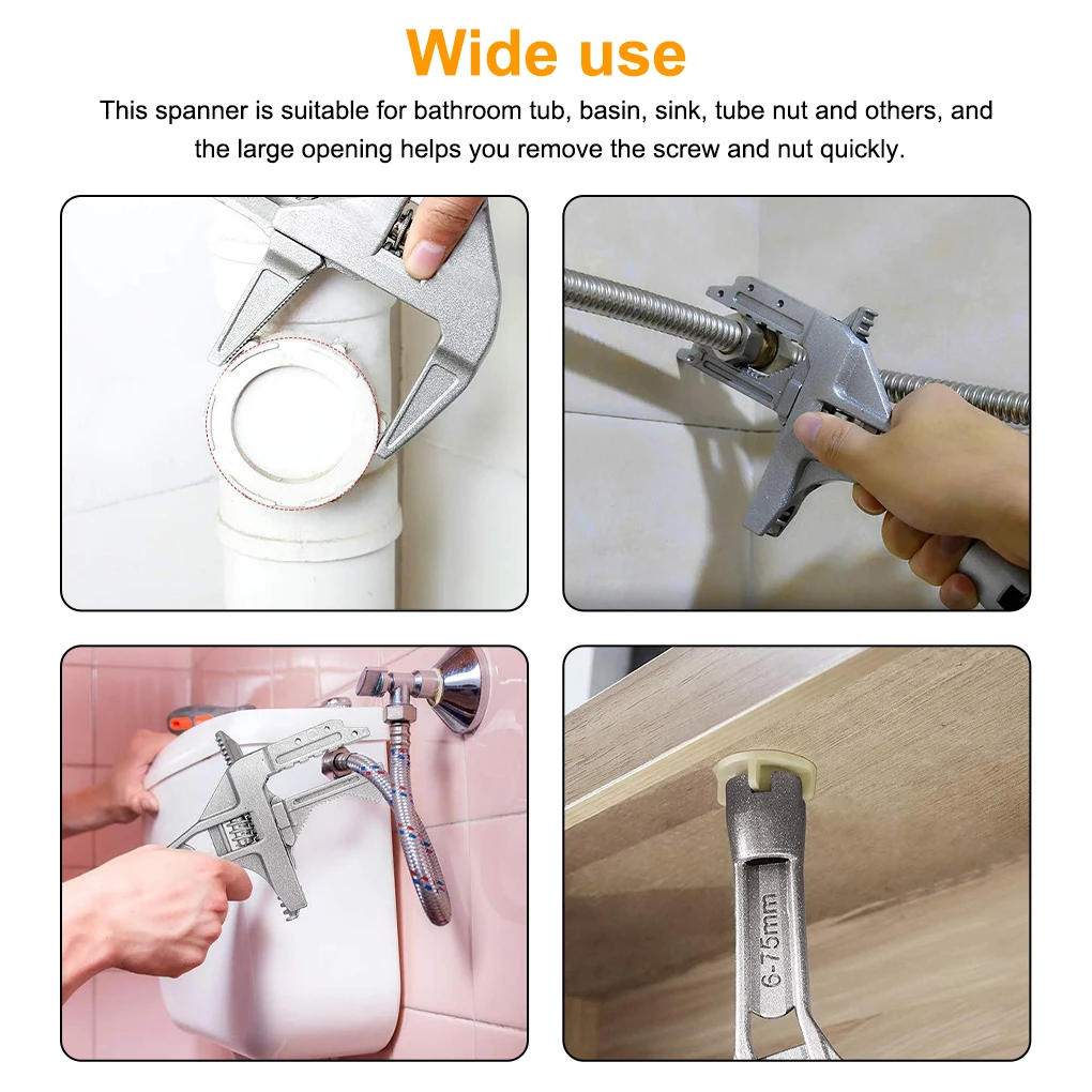 Plumbing Wrench Short Handle DIY Sink Spanner Aluminum Alloy Kitchen Multifunctional Faucet Key Repairing Plumber Tool