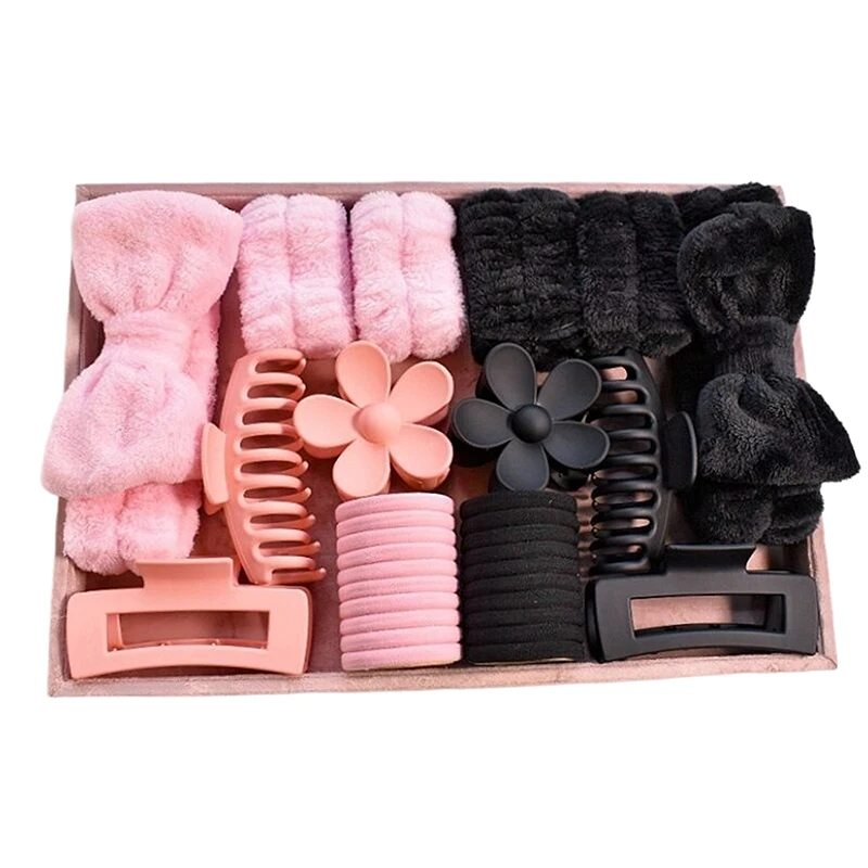 16PCS Soft Farbic Scrunchies Ponytail Hair Rope Set For Women Elastic Hair Rubber Bands Hair Claw Hair Accessories