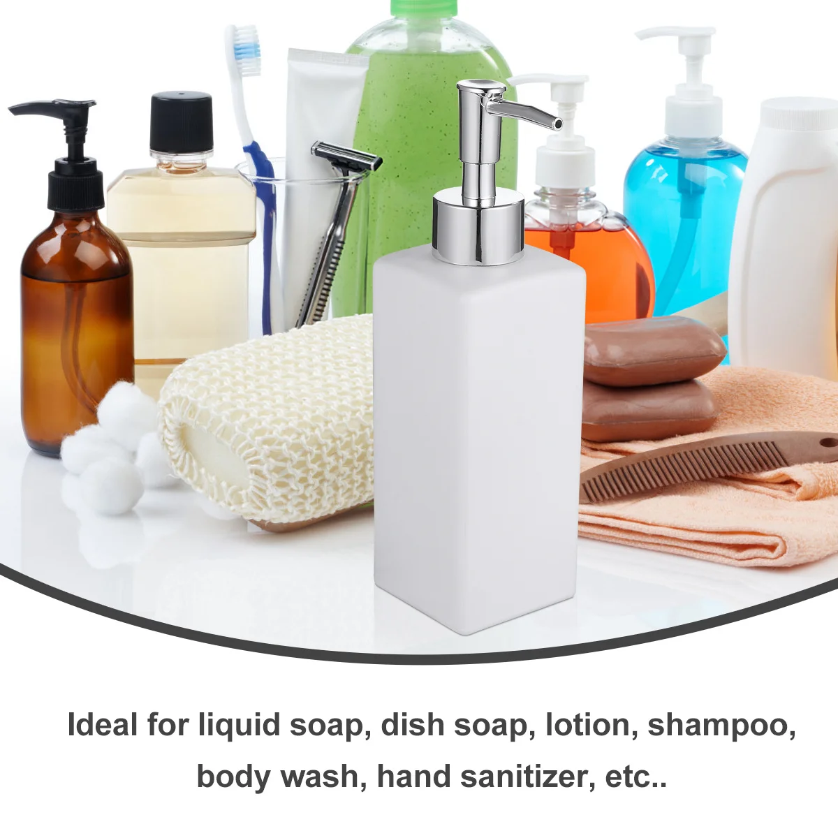 

1Pcs Shampoo Shower Gel Lotion Bottles White 350ml Durable Refillable Storage Containers Press Type Travel Bottles