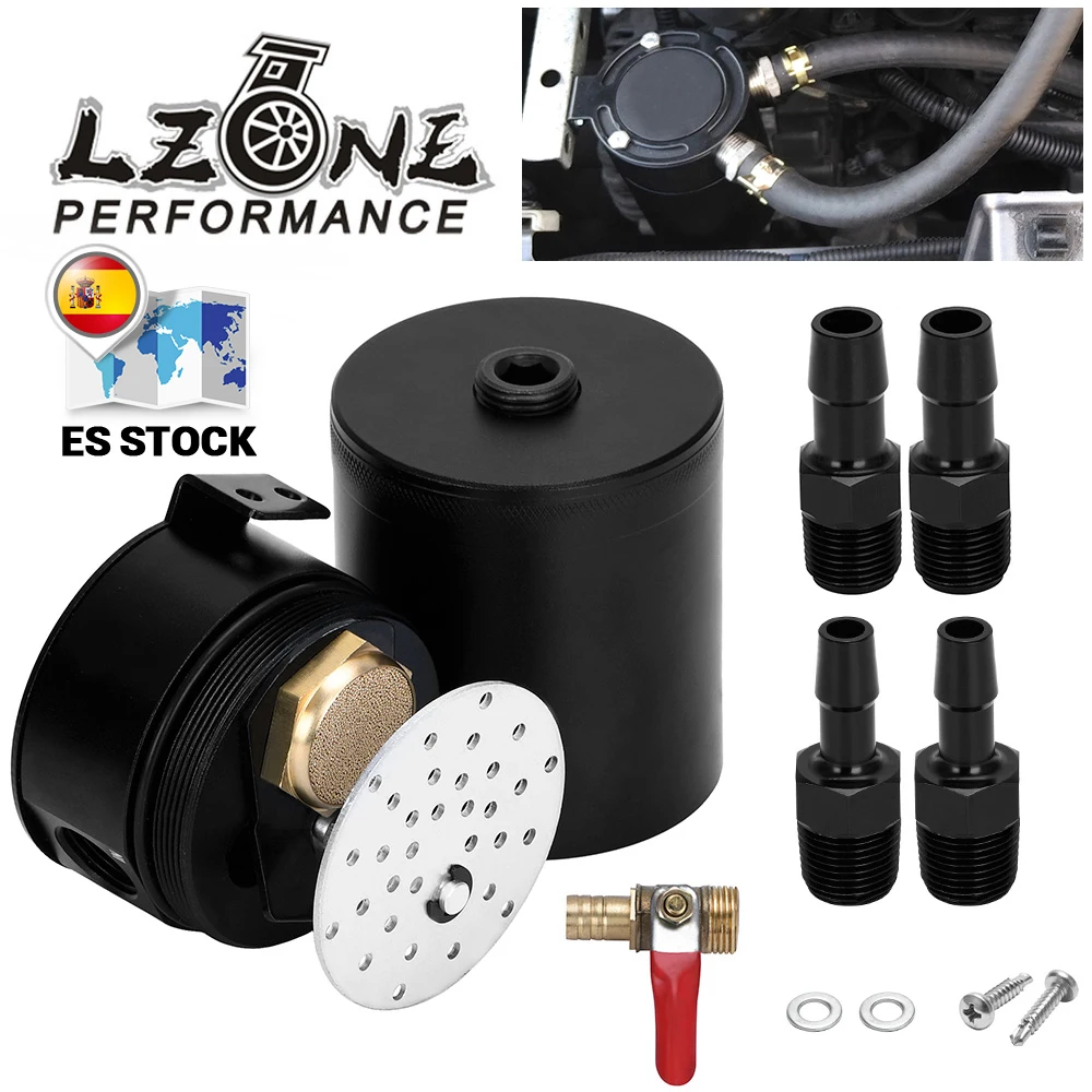 Universal Oil Catch Can Compact Baffled 2-Port Aluminum Reservoir Oil Catch Tank Fuel Tank Parts Two hole breathable Kettle TK91 