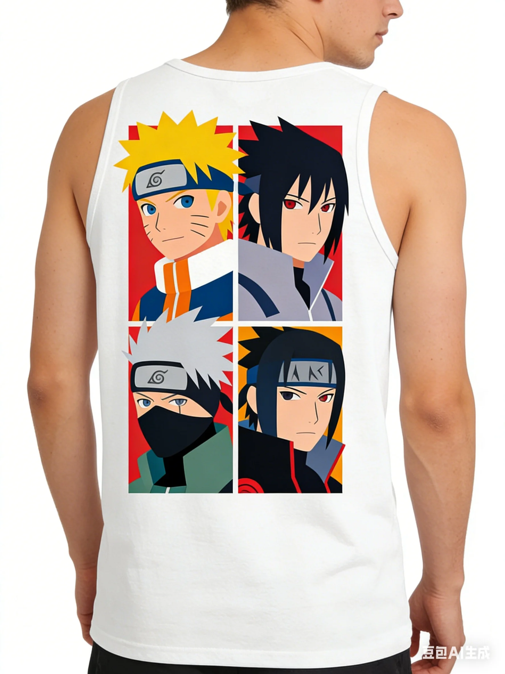 

Naruto Vest Men Summer Loose Sleeveless T-Shirt Naruto Sasuke Anime Print Trendy Tank Top