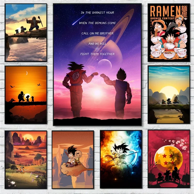 Japanese Anime Canvas Painting Dragon Ball vintage Goku Poster Prints Mural Pictures Wall Art Living Room anime Home Decor Gifts