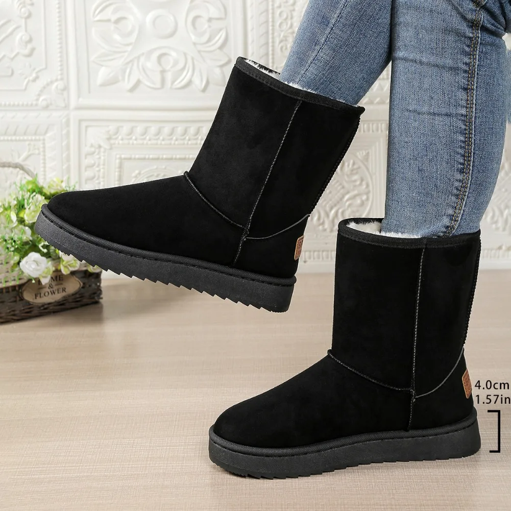 Wasserdichte, warme Plateau-Schneestiefel für Damen, große Größen, Winter-Slip-On-Stiefel, flache, lässige Damenstiefel, 2026 neue Mode – Detail 26