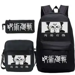 Jujutsu Kaisen-mochila escolar para niños y niñas, Juego de 3 piezas, Bolsa Escolar de Anime, mochila para ordenador portátil Ryomen Sukuna con bolsos de hombro