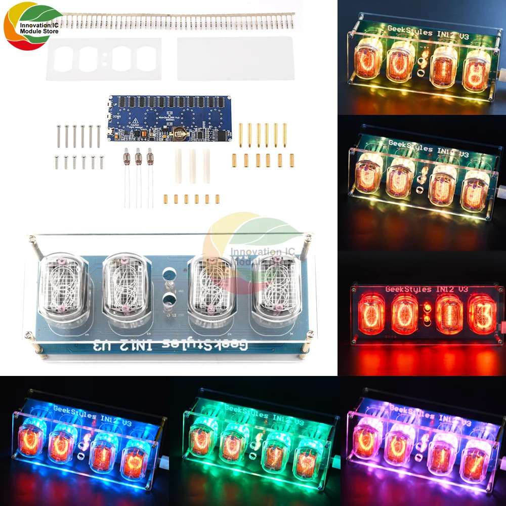 Micro USB IN12 IN-12 PCBA LED DIY Retro Clock Module Nixie Tube Micro USB 5V 1A Digital LED Clock Circuit Board PCBA DIY Kit