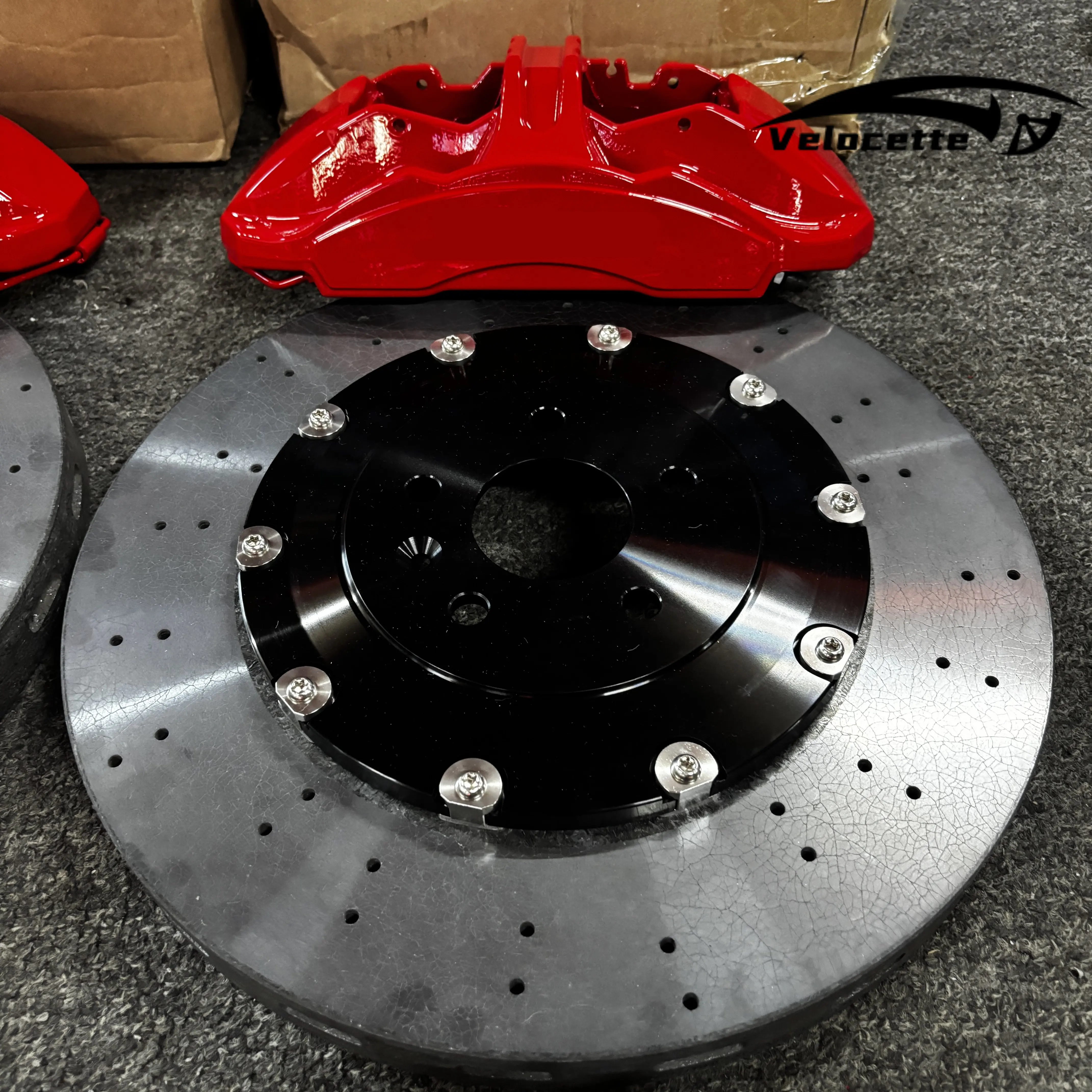 Carbon Ceramic Disc Auto Big Brake Kit 6/4 Piston Mechatronics Calipers 410/400mm Rotor