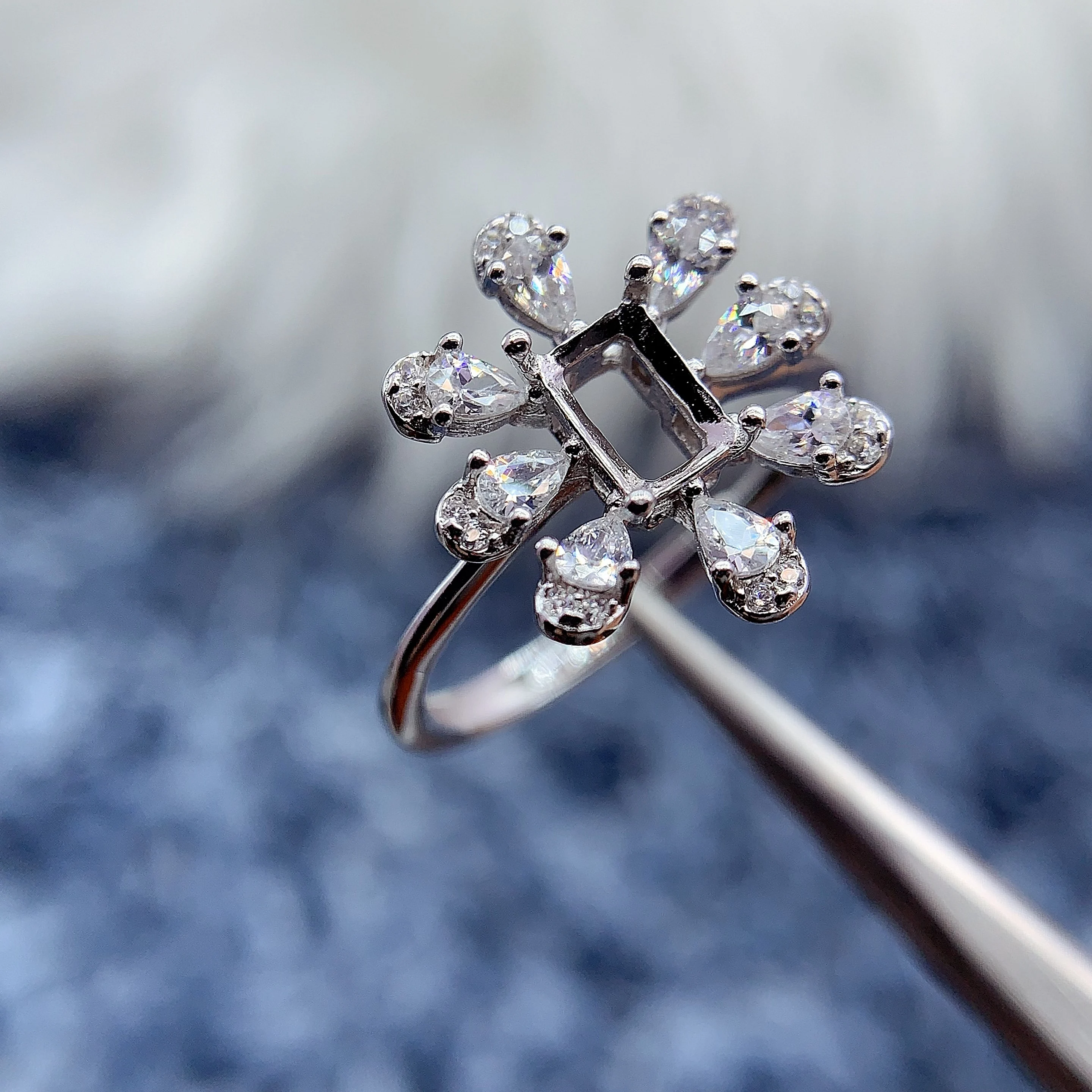 

MeiBaPJ Inlay Rectangular4*6mm S925 Sterling Silver DIY Rings Settings Women Gift creativity Fine Charm Luxury Jewelry Wholesale