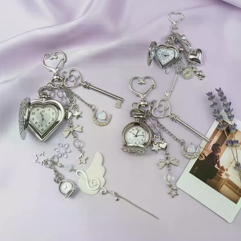 Heart Pocket Watch Steampunk Style Necklace with Vintage Chain for Men Women Unique 1Pcs Pendant