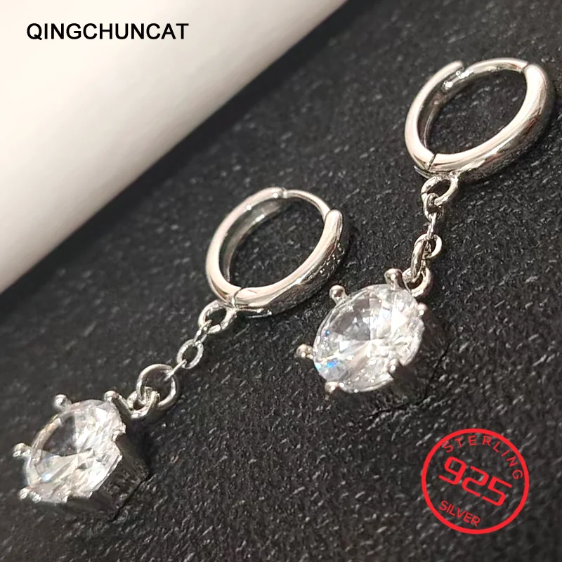 

White 2ct Moissanite Drop Earring for Women Wedding Jewelry Stamp 925 silver Sparkling Zircon Earring Stamp 925 Sterling Silver