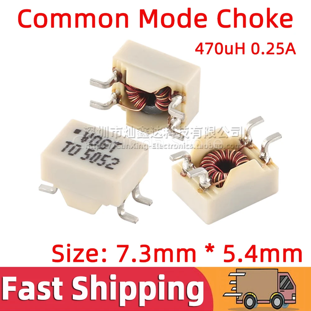 

5pcs SMT SMD Common Mode Choke Coil Inductor Inductance 470uH 0.25A Signal Line Filter Magnetic Ring