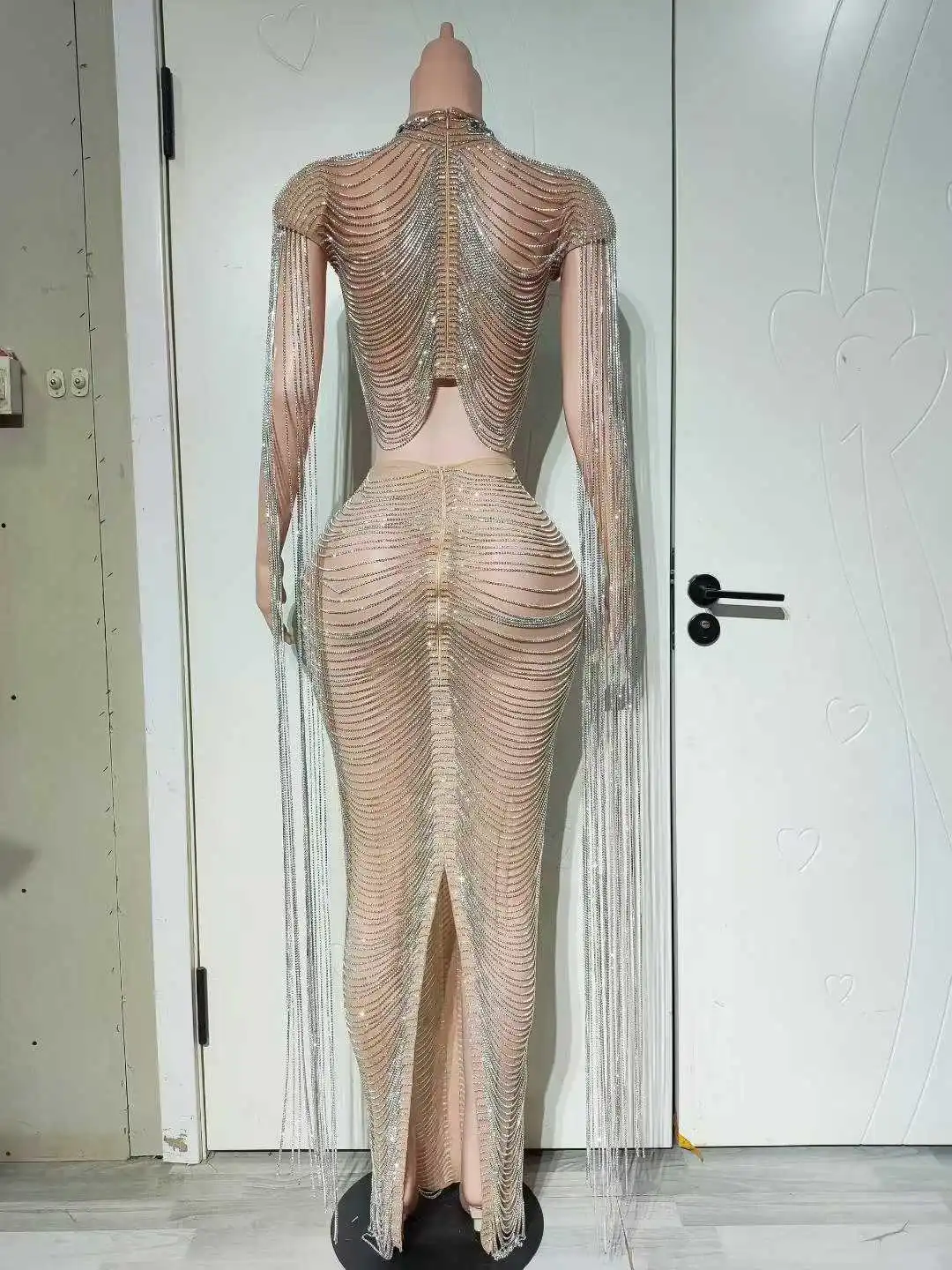 見事な 2 個セットドリルチェーン輝く衣装女性の誕生日イブニングプロムステージ着用