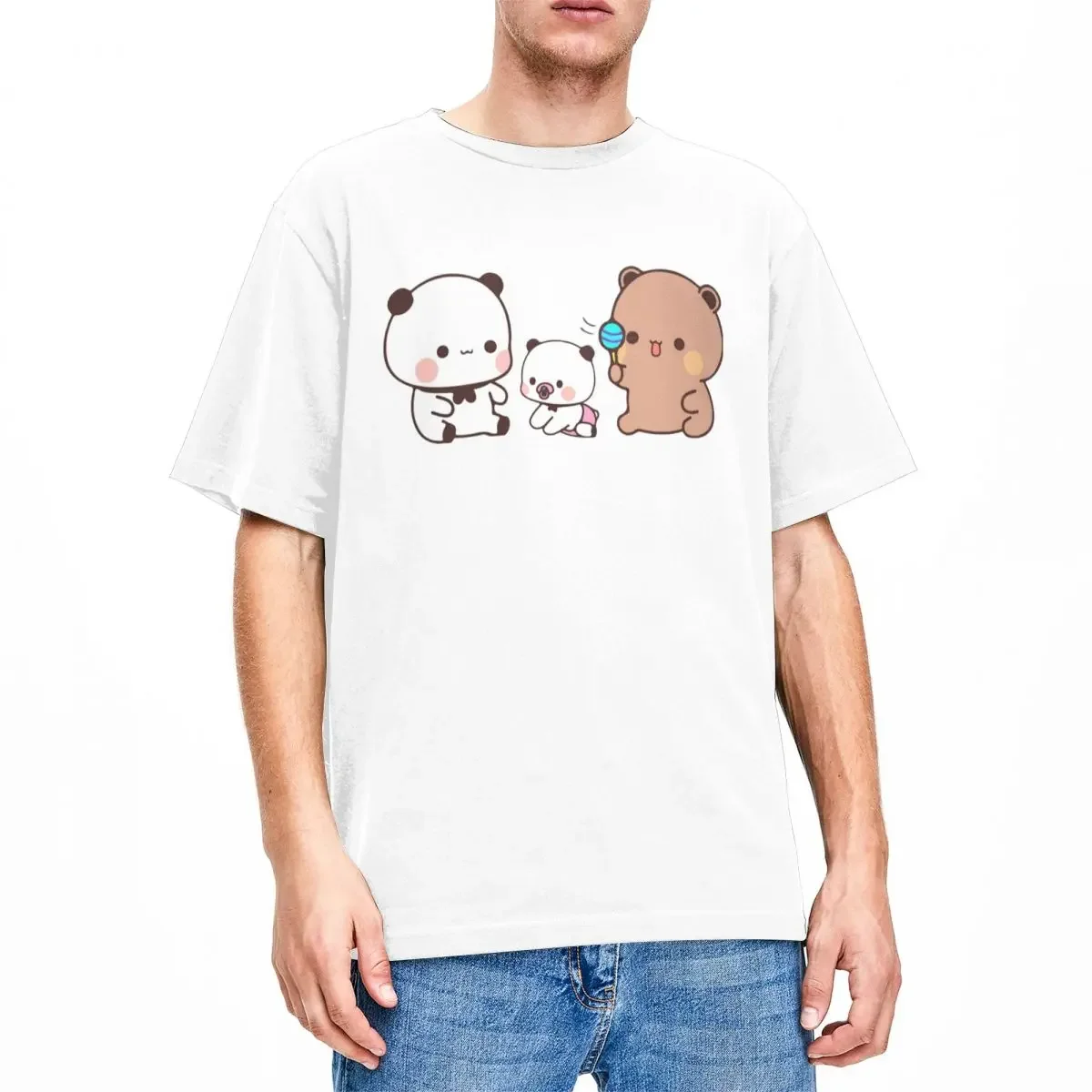 T-Shirt à Manches Courtes et Col Rond pour Homme Vêtement Amusant en Coton Pur, Bubu et Dudu, Ours et Krasnoise, Grande Taille